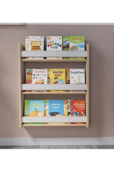 BEEVOLİ Çocuk Odası Duvar Kitaplığı, 3 Katlı, Beyaz Renkli, MDF, Dekoratif Du...