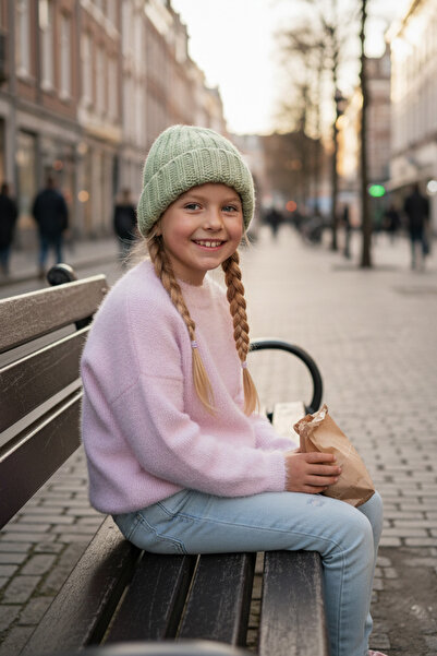 Fulla Moda Bearded Stand Collar Girl's Sweater