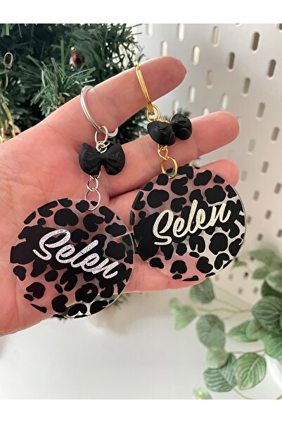 By Selen Suyolcu Leopar Desenli Kişiselleştirilebilir Anahtarlık