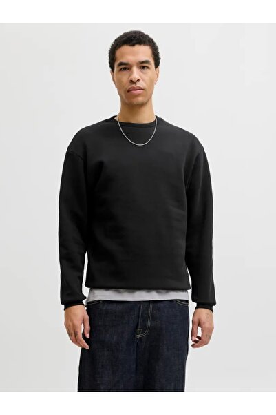 Jack & Jones Bluză bărbătească, simplă cu decolteu adânc, neagră