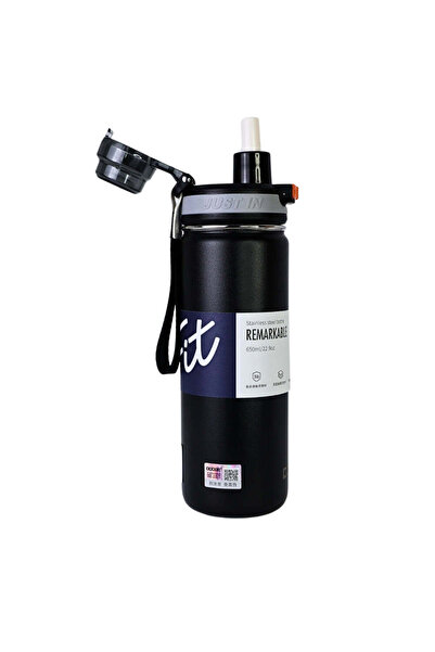 SAFECARE Sticlă de apă, 650 ml, mesaj „FIT”, neagră