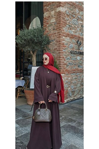 VIADEL Kahverengi Tasarım Tesettür Kadın Abaya