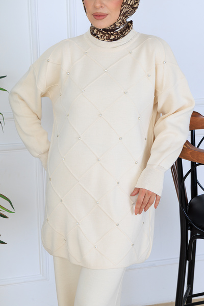 benguen Σετ Πλεκτά με Πέτρες N7067 Χρώμα Πέτρας