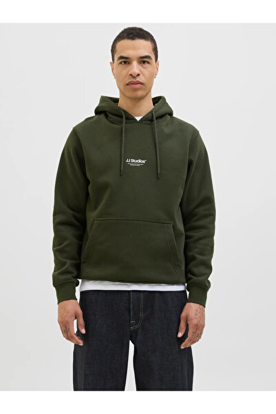 Jack & Jones Men's Hooded Khaki Sweatshirt