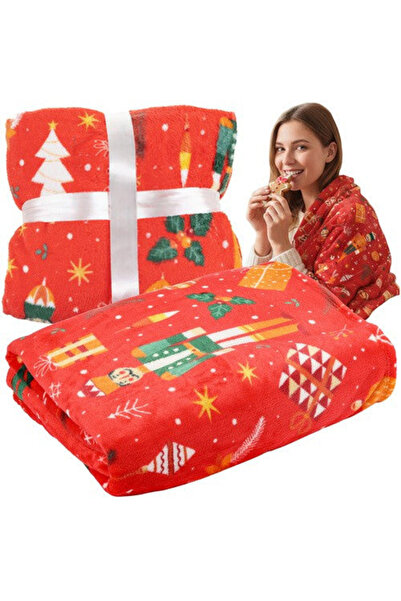 zola Festive fluffy blanket, 150 x 200 cm, Nutcracker pattern, polyester
