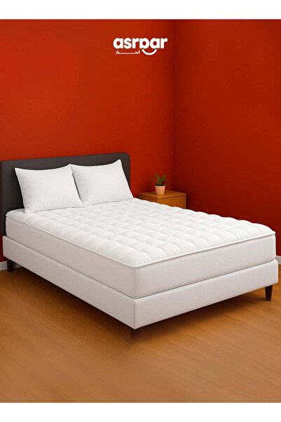 Asraar 20 cm Microfiber Mattress Topper - Breathable, Soft Microfiber Filling, Fitted Corners, White