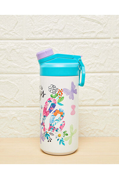 REDTAG White Printed Double Wall Vacuum Water Bottle
