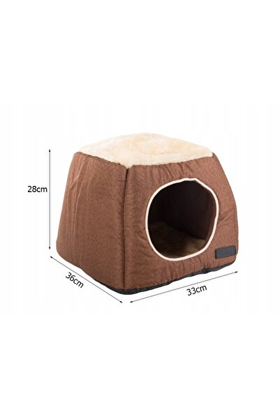 zola House for small dogs and cats, non-slip base, 28 x 36 x 33 cm, brown/cream