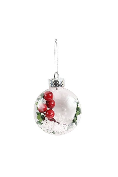 SHOPIENS Christmas bauble, white + red + green, SYDD-0330, 8 cm, plastic, round
