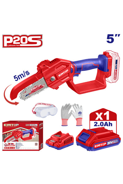 EMTOP Μίνι πριόνι με 1 μπαταρία 2,0 Ah, λεπίδα 13 cm (5") - ELGA20581,