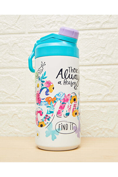 REDTAG White Printed Double Wall Vacuum Water Bottle