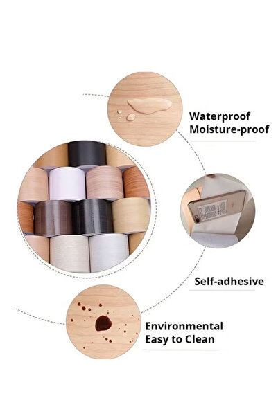 Generic Self-Adhesive Wood Grain Wall Trim Skirting Line Border Stickers Waist Wallpaper 10m*10cm