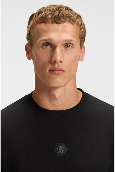 BOSS Men's Comfortable Fit 100% Cotton Round Neck Short Sleeve Black T-Shirt 50544316-001