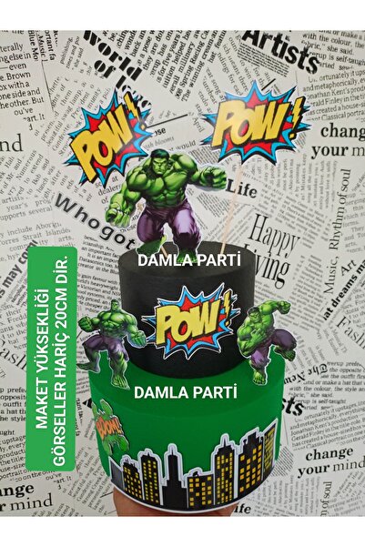DAMLA PARTİ Hulk Maket Pasta, Hulk Doğum Günü Parti Malzemeleri
