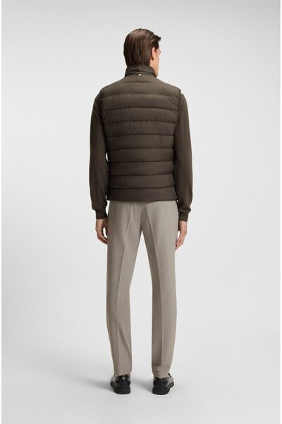 BOSS Erkek Dik Yaka Kapitoneli Fermuar Kapamalı Açık Yeşil Yelek 50518375-342