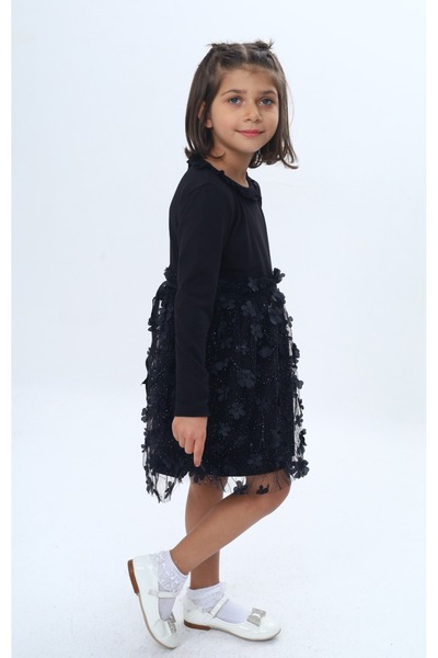 Toontoy Φόρεμα με βολάν για κορίτσια με γιακά 34 Floral τούλινο φόρεμα