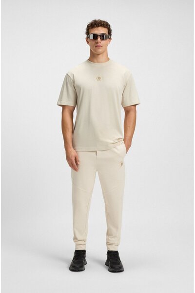 BOSS Men's Comfortable Fit 100% Cotton Round Neck Short Sleeve Beige T-Shirt 50544316-131