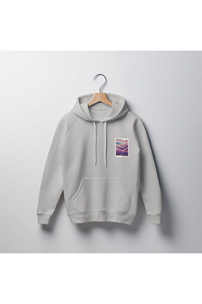 Dad&Children سويت شيرت لافندر مطبوع للجنسين ذو مقاس قياسي بغطاء رأس مبطن بالص...