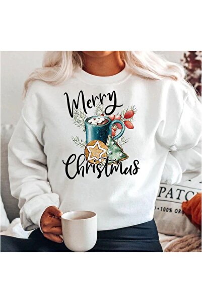 OEM Hanorac alb 100% bumbac Crăciun Fericit 2