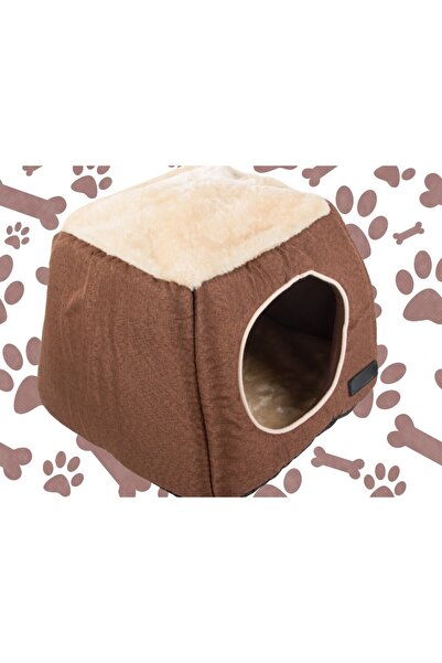 zola House for small dogs and cats, non-slip base, 28 x 36 x 33 cm, brown/cream