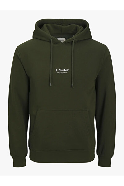Jack & Jones Men's Hooded Khaki Sweatshirt