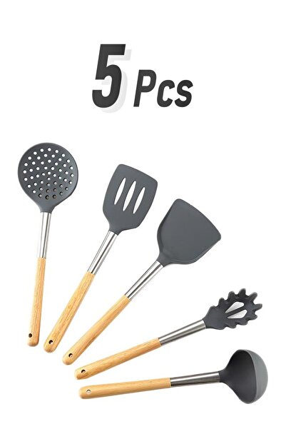 HALAMODO Gray 5-Piece Silicone Kitchen Utensils Set