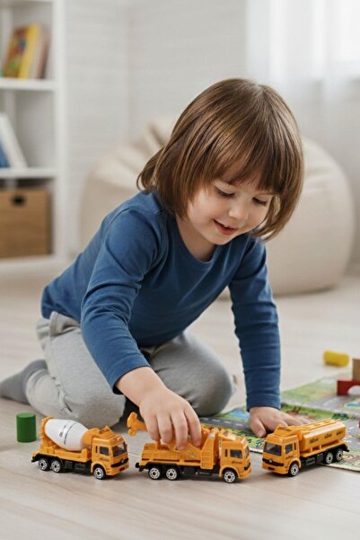 Sole 3-Piece Construction Truck Set – 15 cm Toy Concrete Mixer, Crane and Tanker