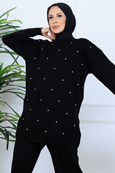 benguen Σετ Πλεκτά Πέτρινα N7067 Μαύρο