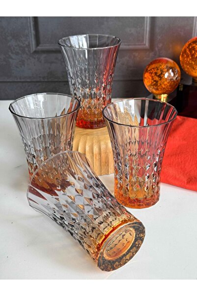 ROSSEV Darkness Orange Smoked Crystal 4-Piece Soft Drink Glass (200ml)