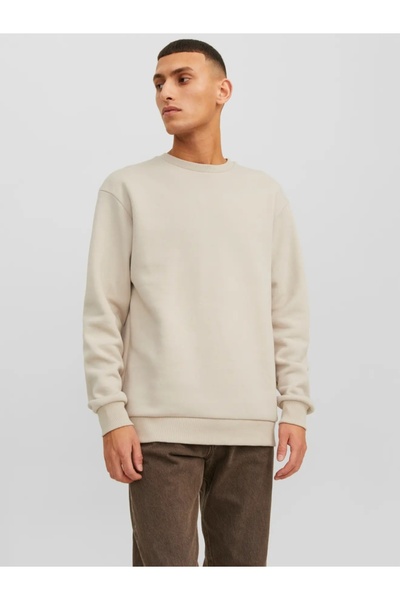 Jack & Jones Men's blouse, simple with low neckline, Beige