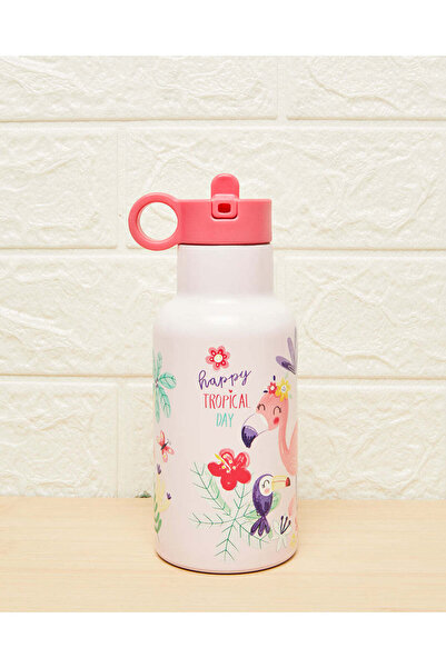 REDTAG White Printed Double Wall Vacuum Water Bottle