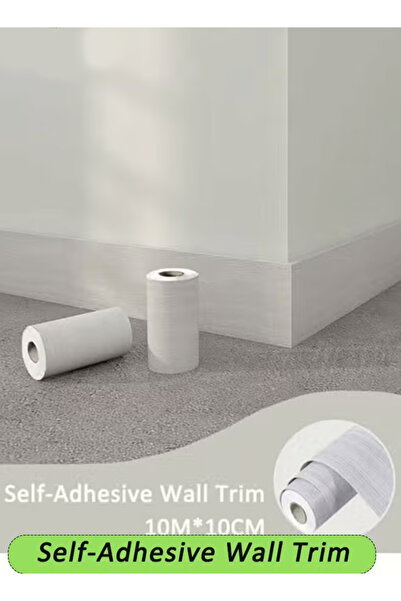 Generic Self-Adhesive Wood Grain Wall Trim Skirting Line Border Stickers Waist Wallpaper 10m*10cm