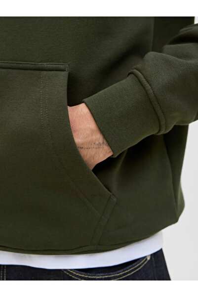 Jack & Jones Men's Hooded Khaki Sweatshirt