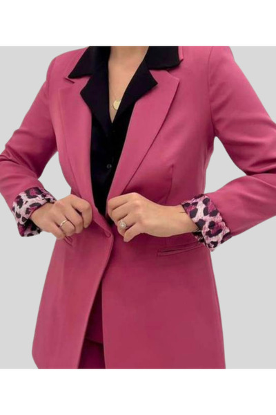 MQ Women's formal long-sleeved jacket with a patterned trim