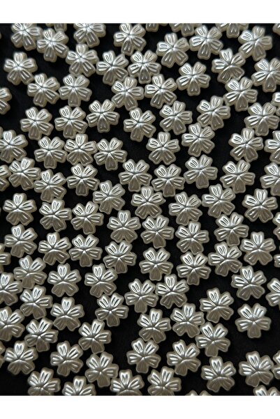 Bijumix Aksesuar 60 Adet 11.1 mm Beyaz Sedefli Dokulu Çiçek Boncuk – Akrilik ...