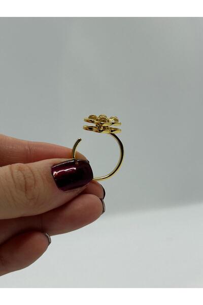 FY Ticaret Four Leaf Gold Color Steel Stress Ring