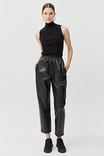 PAULMARK Women's Tie-Waist Leather Pants