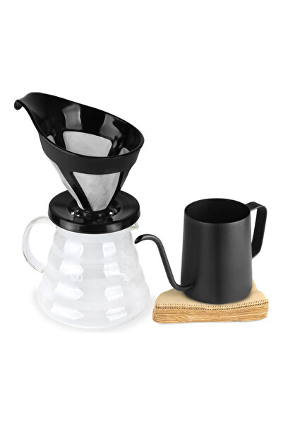 HALAMODO مجموعة ماكينة تحضير القهوة باللون الأسود والشفاف والبني، أبعادها 25 ...