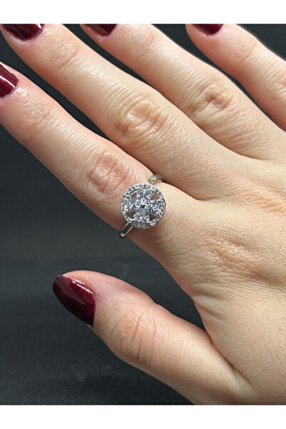 FY Ticaret Steel Stress Ring with 4 Leaf Natural Stones