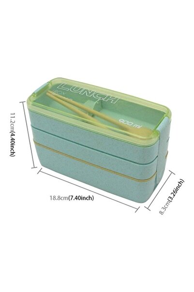 HALAMODO Green Lunch Box with 3 Layers