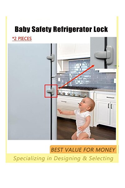 HALAMODO عبوتان من أقفال الثلاجة، قفل باب الثلاجة المنزلية، قفل أمان للأطفال