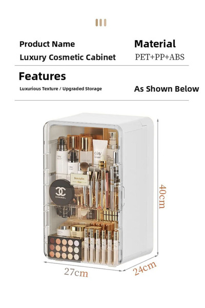 Generic 3 Tier Makeup Organizer Luxury Countertop Cosmetic Storage Box with Multifunctional Storage Drawers