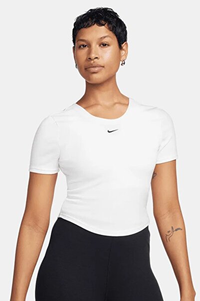 Nike Sportswear Chill Knit Tight Fit T-Shirt Women's Mini Corded Fabric Tight Cut Round Back T-Shirt Kı