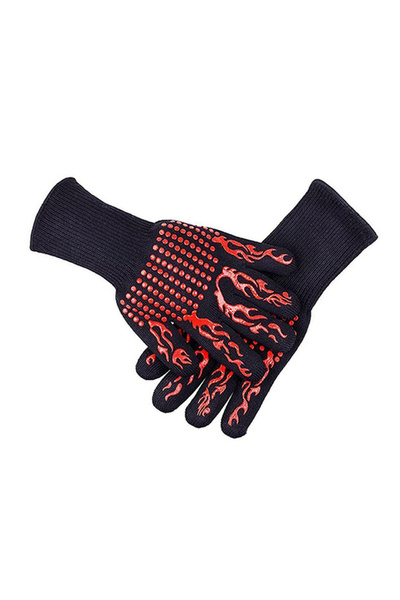 HALAMODO قفازات شواء حمراء/سوداء 33×13 سم