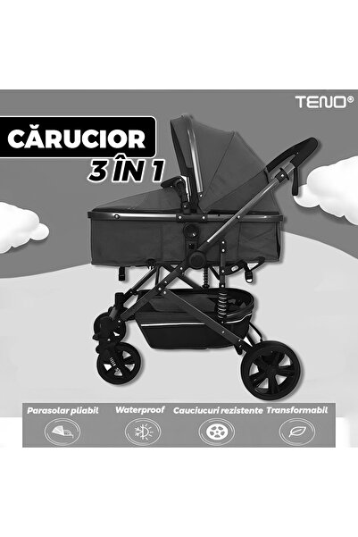 Teno eno® 3-in-1 Stroller, convertible, classic stroller, sport stroller, foldable, black