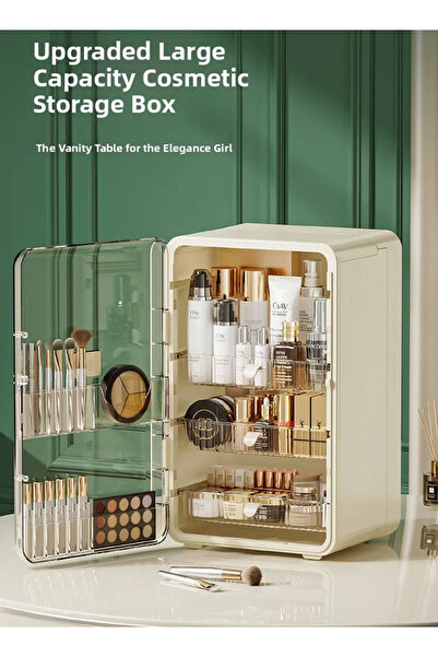 Generic 3 Tier Makeup Organizer Luxury Countertop Cosmetic Storage Box with Multifunctional Storage Drawers