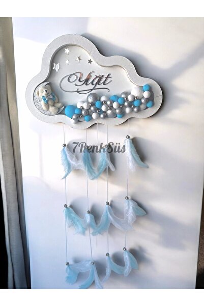 7Renk İsimli Bulut Kapı Süsü – Işıklı Kişiye Özel El Yapımı Doğum Hediyesi