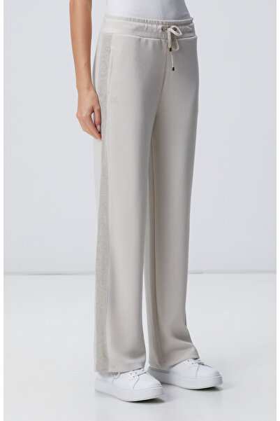 Network Bej Beli Kordonlu Triko Garnili Eşofman Altı