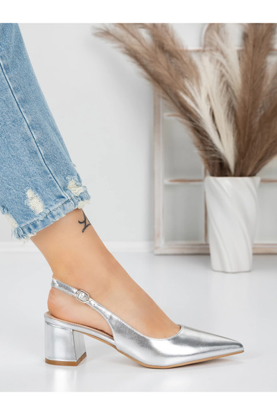 mei Παπούτσια με χοντρό τακούνι 5YZ11 Ασημί