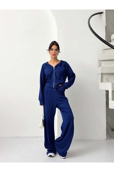 floral fashıon Free Design Premium Modal Fabric Women's Tracksuit Set Flow Fit Cut Steel Zipper Hood Detail